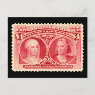Postal con sello de Isabella y Colón 1893