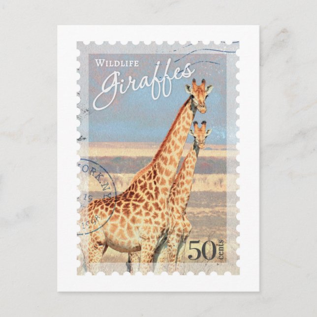 Postal con sello de rehenes de Giraffe de época (Anverso)