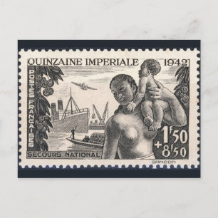 Postal con sello grabado de época