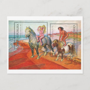 Postal con sello grabado de época