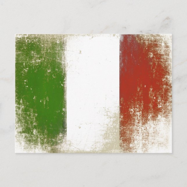 Postal con sucia bandera de época de Italia (Anverso)