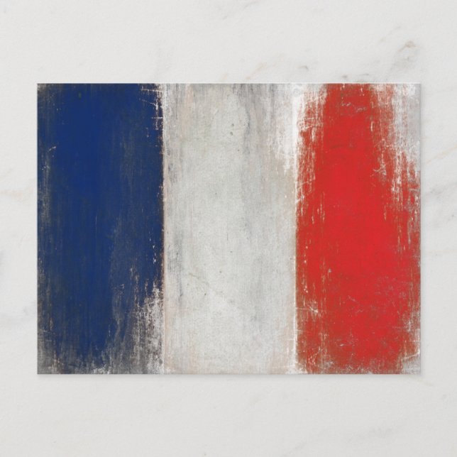 Postal con sucia bandera vintage de Francia (Anverso)