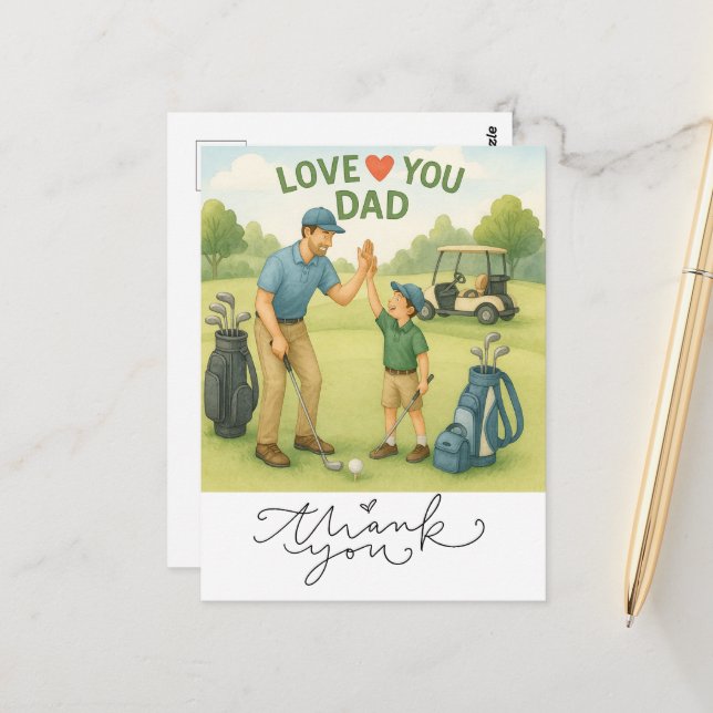 Postal Con tema de golf para papá (Anverso/Reverso In Situ)