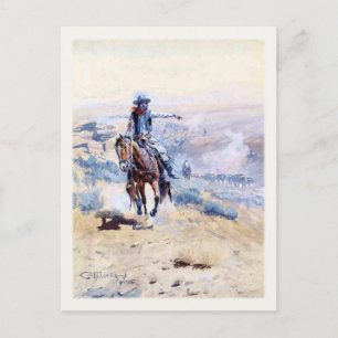 Postal Con Vaquero Señalando El Camino