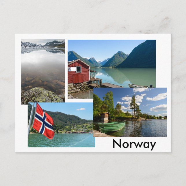 Postal con varios paisajes en Noruega (Anverso)