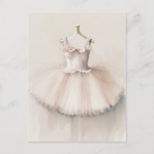 Postal con vestido de ballet rosa