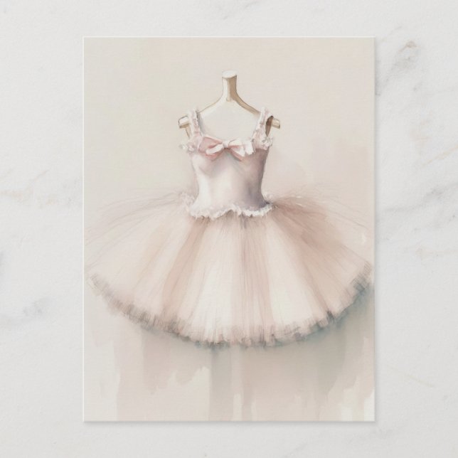Postal con vestido de ballet rosa (Anverso)