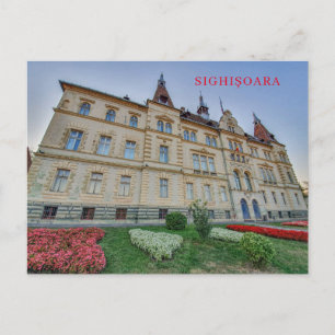 Postal con vista del ayuntamiento de Sighisoara