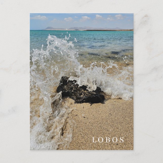 Postal con vistas a la playa de la isla Lobos (Anverso)