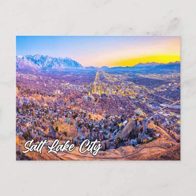 Postal Con vistas a Salt Lake City, Utah, Estados Unidos (Anverso)