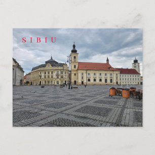 Postal con vistas al ayuntamiento de Sibiu