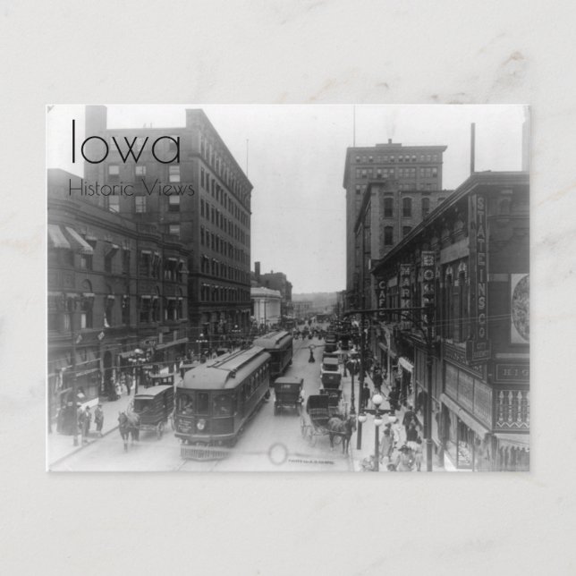 Postal con vistas al centro de Moines en 1910 (Anverso)