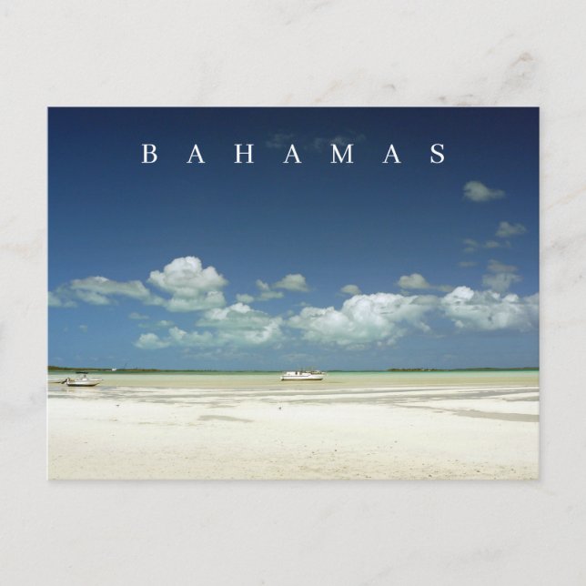 Postal con vistas al mar y al cielo de las Bahamas (Anverso)
