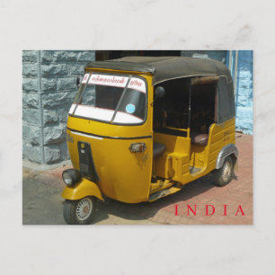 Postal con vistas al rickshaw de India