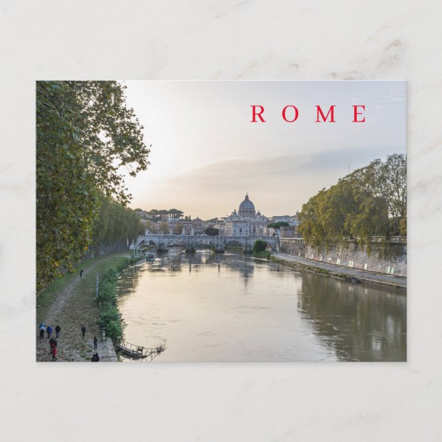 Postal con vistas al río Tíber de Roma (Anverso)