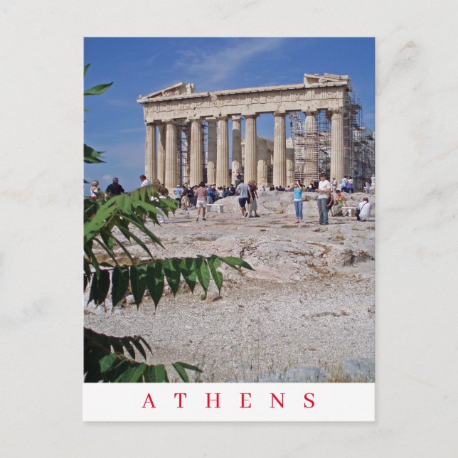 Postal con vistas panorámicas a Atenas Parthenon (Anverso)