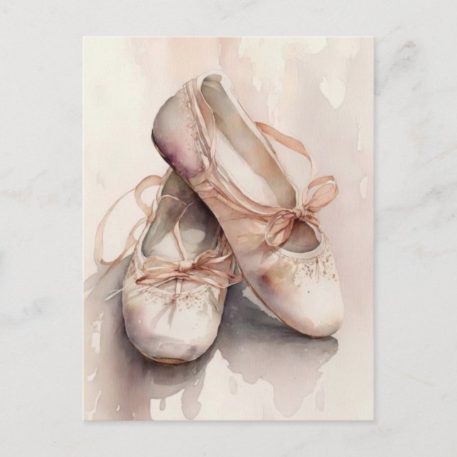 Postal con zapatos de ballet rosa (Anverso)