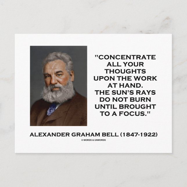 Postal Concentrarse en todas tus ideas en la cita de la C (Anverso)