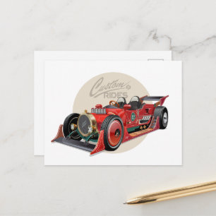 Postal concepto de coche de carreras retro personalizado