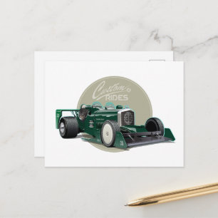 Postal Concepto de coche de carreras retro personalizado