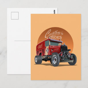 Postal Concepto de coche de carreras retro personalizado