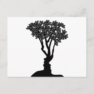 Postal Concepto de ilusión óptica de caras de árbol