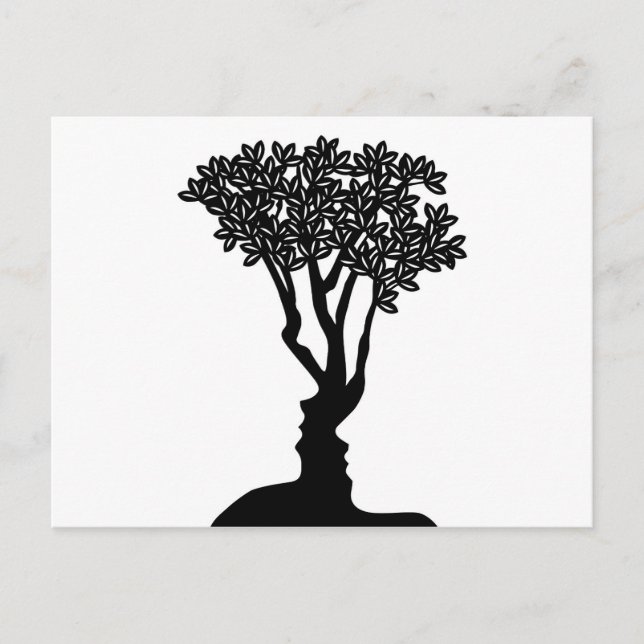 Postal Concepto de ilusión óptica de caras de árbol (Anverso)