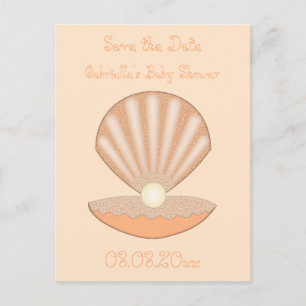 Postal Concha de ostra y Perla Diseño personalizado neutr