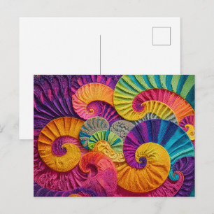 Postal Conchas Cromáticas: Mosaico Espiral Vibrante