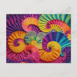 Postal Conchas Cromáticas: Mosaico Espiral Vibrante