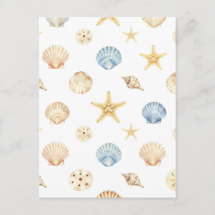 Postal Conchas de Caracol y Estrellas de Mar Patrón Coste