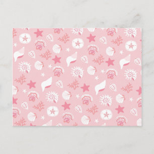 Postal Conchas de mar y coral rosa pastel sin costuras