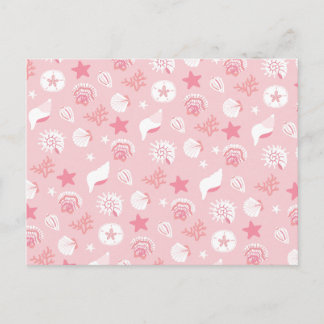 Postal Conchas de mar y coral rosa pastel sin costuras