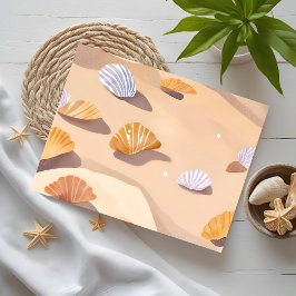 Postal Conchas en la Arena | Acuarela de Océano Playa