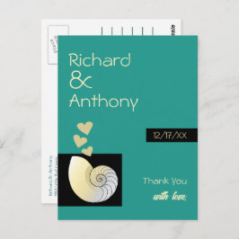 Postal Conchas y Corazones, Agradecimiento de Boda en la