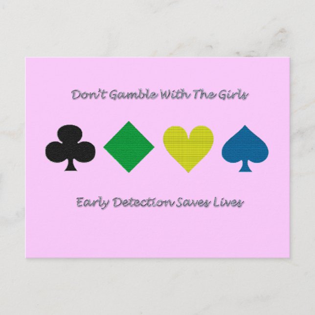 Postal Conciencia/corazón/diamante/club/espada del cáncer (Anverso)