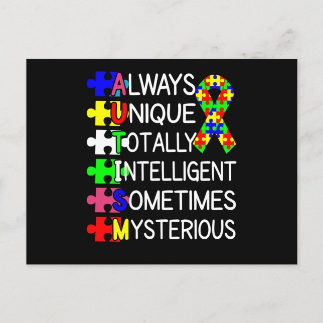 Postal Conciencia del autismo siempre única (Anverso)