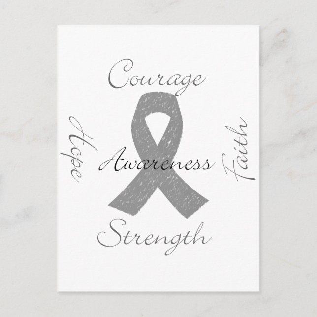 Postal Conciencia del cáncer cerebral de la cinta gris (Anverso)