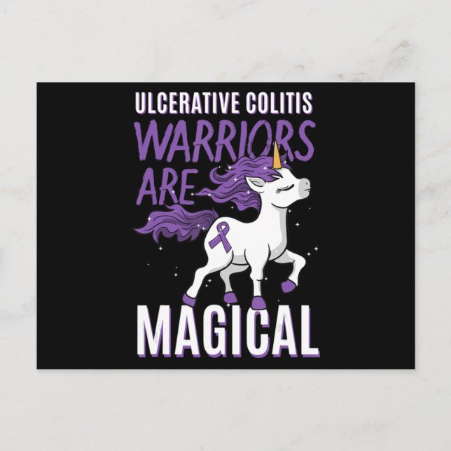 Postal Conciencia sobre colitis ulcerosa IBD Unicornio Pú (Anverso)