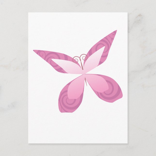 Postal Conciencia sobre el cáncer de mama mariposa rosa (Anverso)