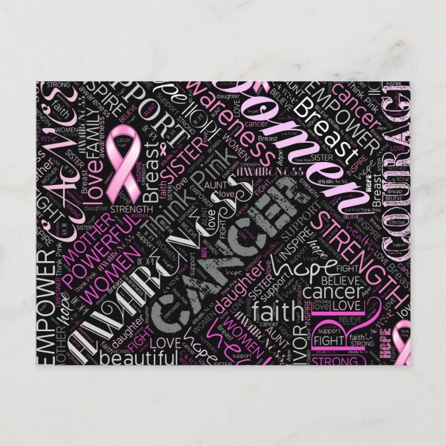 Postal Conciencia sobre el cáncer de mama Word Cloud ID26 (Anverso)