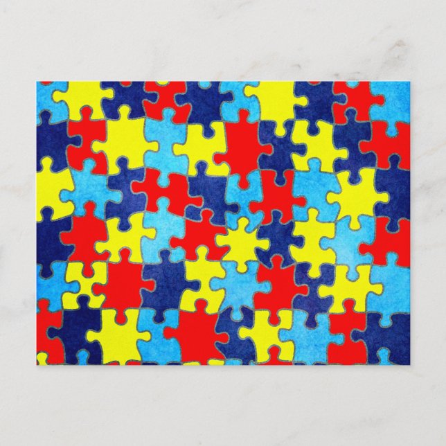 Postal Concienciación sobre el Autismo-Rompecabezas de Sh (Anverso)