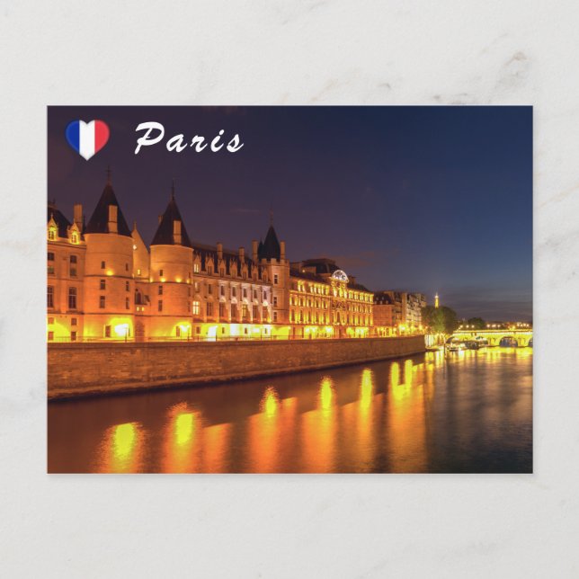 Postal Conciergía iluminada de noche - París, Francia (Anverso)