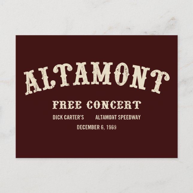 Postal concierto libre de altamont (Anverso)