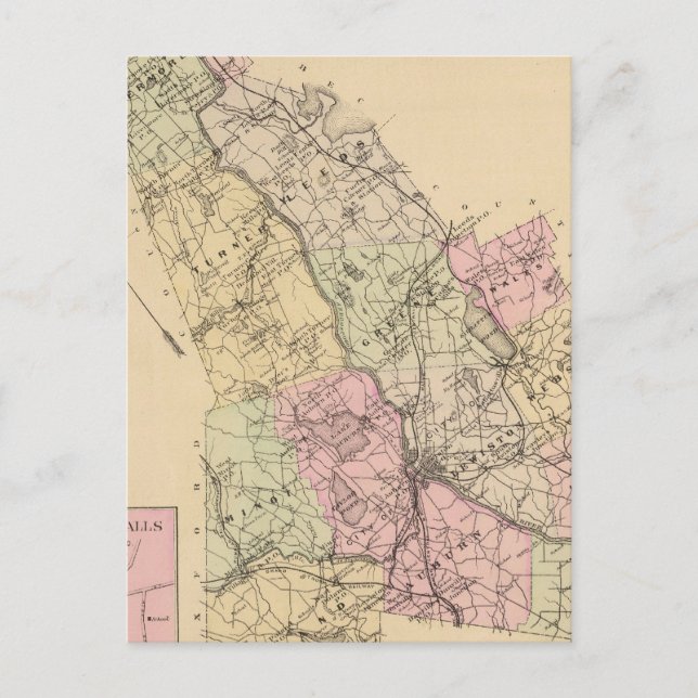 Postal Condado de Androscoggin, Mapa Maine (Anverso)