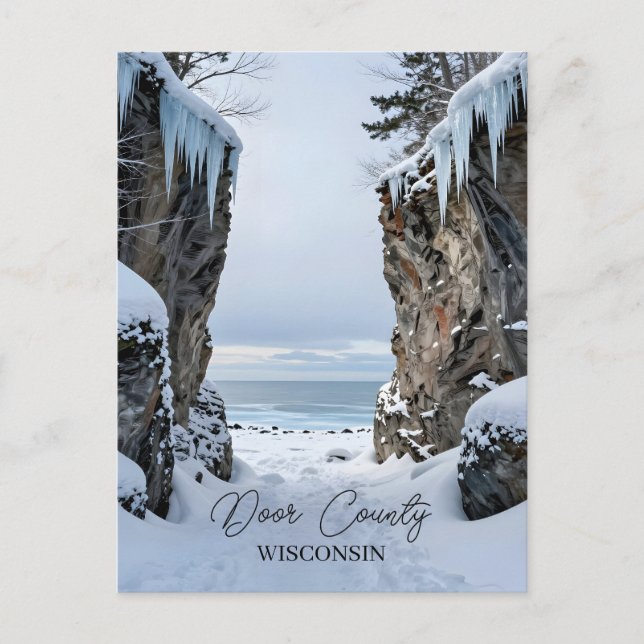 Postal Condado de Door, Wisconsin | Escena de invierno (Anverso)