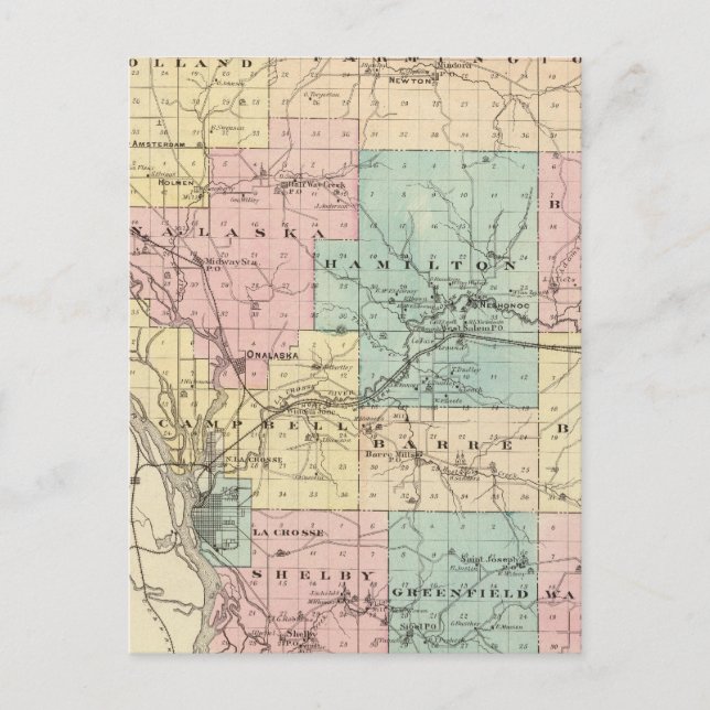 Postal Condado de Lacrosse, Wisconsin (Anverso)