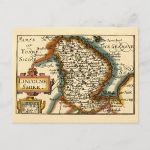 Postal Condado de Lincolnshire Inglaterra Mapa Antiguo An