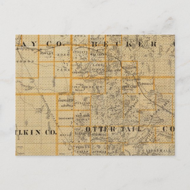 Postal Condados de Clay, Wilkin, Becker, Minnesota (Anverso)