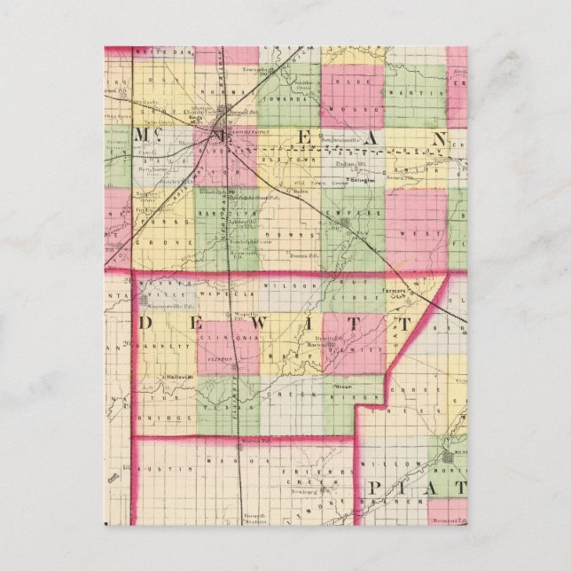 Postal Condados de McLean, De Witt y Piatt (Anverso)